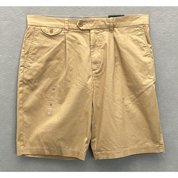 Tommy Hilfiger THFlex Men's 33W Short Pleated Front Stretch 5-Pocket Khaki NEW - Picture 2 of 10